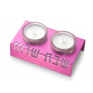 Shabbat Shalom Travel Candlesticks Table Design, Pink - Adi Sidler