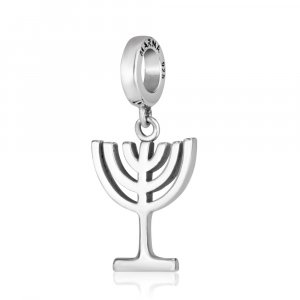 Bracelet Charm, 7-Branch Temple Menorah - Sterling Silver