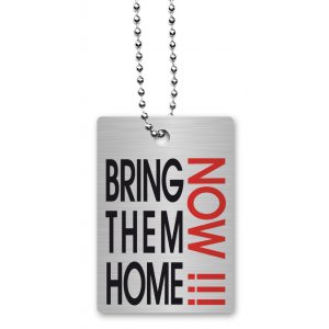 Dog Tag Necklace on Chain, Inscribed with Bring Them Home Now - Dorit Judaica