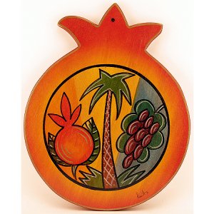 Hand Painted Pomegranate Wood Cutting Board, Seven Species - Kakadu