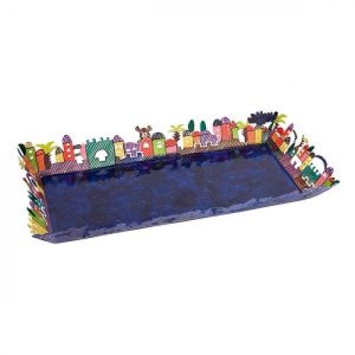 Hand Painted Serving Tray with Cutout Jerusalem Views  Yair Emanuel