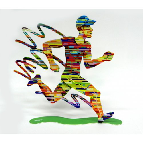 Jogger Man Free Standing Double Sided Runner Sculpture - David Gerstein