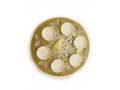 Raised Handmade Seder Plate with Cutout Bird and Leaves in Gold - Iris Design
