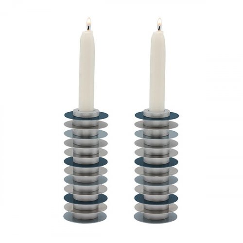 Yair Emanuel, Stacked Disc Style Candlesticks - Gray