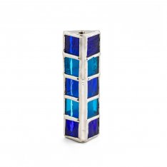Glass Blue Tiles Design Israel Museum Metal Mezuzah Case - Small