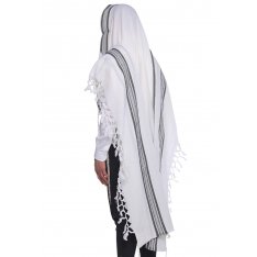 Hallel Wool Tallit Non Slip Prayer Shawl with Gray Stripes
