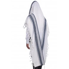 Halleluyah Wool Non Slip Tallit - Blue and Black Stripes