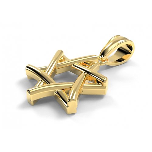 14K Gold Pendant Star of David Interlock Design