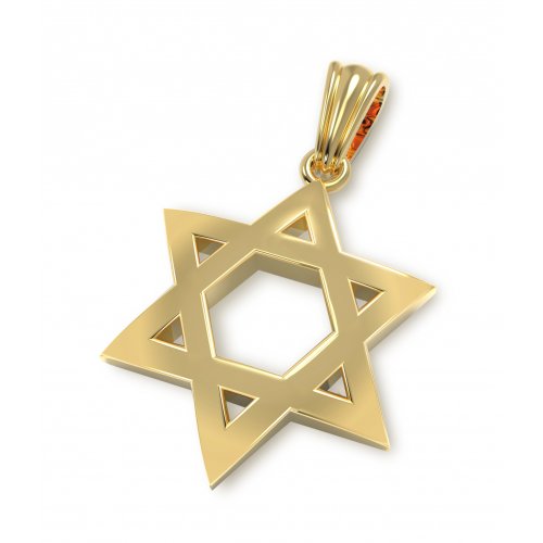 14K Gold Pendant, Star of David with Classic Design