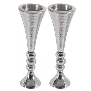 Hammered Aluminum Stem Candlestick - Colored Beads by Yair Emanuel