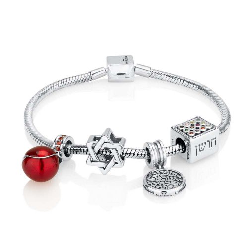 4 Judaica Charm Silver Bracelet