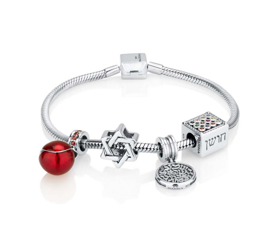 4 Judaica Charm Silver Bracelet