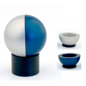 Blue Travelling Aluminum Shabbat Candlesticks Ball Series by Agayof