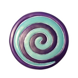 Two-in-One Blue and Violet Anodized Aluminum Trivet, Swirls - Yair Emanuel