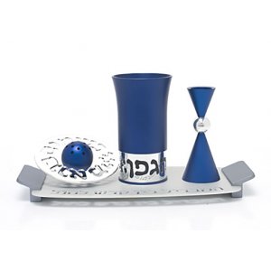 Blue-Silver Aluminum Havdalah Set by Agayof