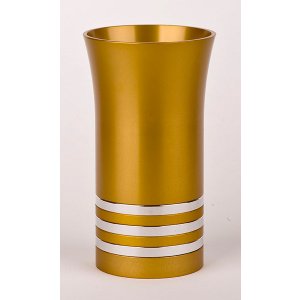 Gold with Stripes Anodized Aluminium Kiddush Cup by Agayof