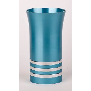 Turquoise with Stripes Anodized Aluminium Kiddush Cup by Agayof