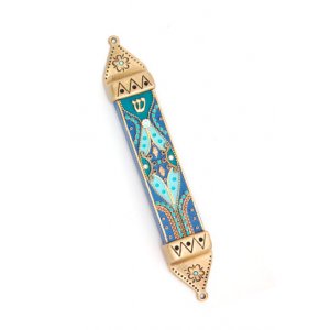 Blue and Green Mezuzah Case - Ester Shahaf