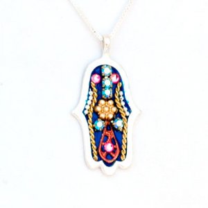 Red-Blue Hamsa Necklace - Ester Shahaf