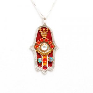 Ester Shahaf Red Hamsa Necklace