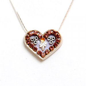 Purple Heart Necklace in Silver by Ester Shahaf