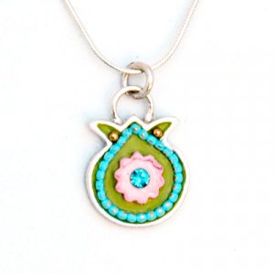 Pink-Green Pomegranate Necklace - Ester Shahaf