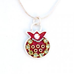 Maroon Pomegranate necklace by Ester Shahaf