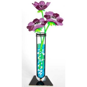 Hand Painted Flower Tube, Purple Anemone - Tzuki Art