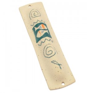 Natural Mezuzah Case by Michal Ben Yosef- Fish Design