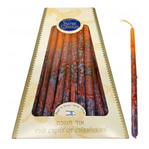 Red and Orange Fiery Colors of Handmade Safed Dripless Hanukkah Candles -