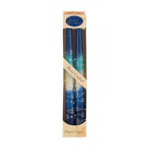 Set of Two Decorative Galilee Handcrafted Taper Candles - Shades of Blue