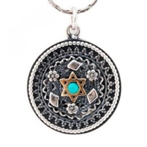 Yemenite style Star of David Pendant with Turquoise by Golan Jewelry