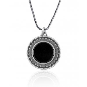 Silver and Onyx Ana Bekoach Pendant by Golan Studio