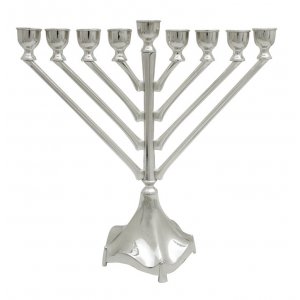 Chanukah Menorah Lubavitch Chabad with Raised Base and Angular Branches - 0.8 Inches