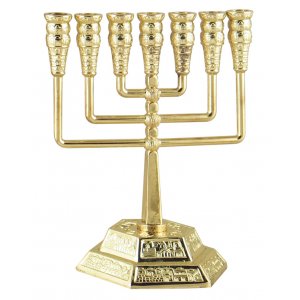 Square Gold Color 7 Branch Jerusalem Menorah