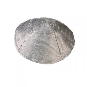 Basic Raw Silk Kippah, Silver Grey - Yair Emanuel