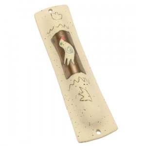 Natural Mezuzah Case by Michal Ben Yosef- Bird