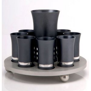 Dark and Light Gray Kiddush Cup Set by Agayof