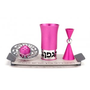 Bright Pink Aluminum Havdalah Set Modern Design by Agayof