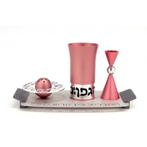 Pink Aluminum Havdalah Set Modern Design Agayof