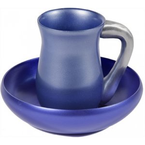 Two-Piece Aluminum Mayim Achronim Set, Blue - Yair Emanuel