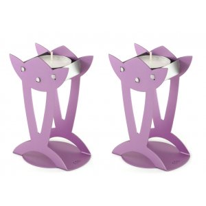 Flower Shaped Raised Candle Holders - Violet BY Shraga Landesman