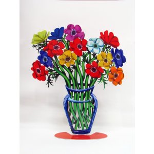 Free Standing Double Sided Flower Vase Sculpture - Poppies Large by David Gerstein
