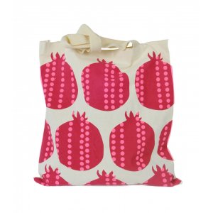 Canvas Tote Bag with Red Pomegranate Design - Barbara Shaw