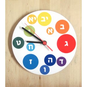 Hebrew Letters Bubbles Wall Clock - Barbara Shaw