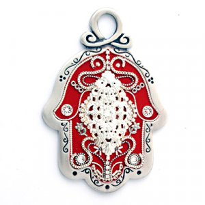 Warm Oriental Style Red Wall Hamsa - Shahaf