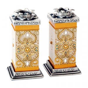 Ester Shahaf Gold Color and Crystal Candlesticks