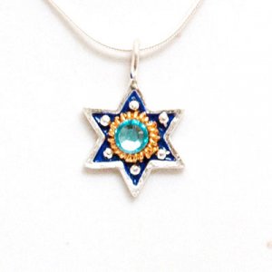 Ester Shahaf Blue Star of David Pendant