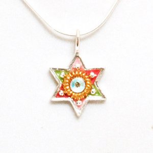 Silver Multicolor Star of David Pendant - Ester Shahaf