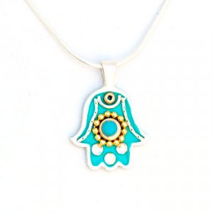 Ester Shahaf turquoise Silver Hamsa